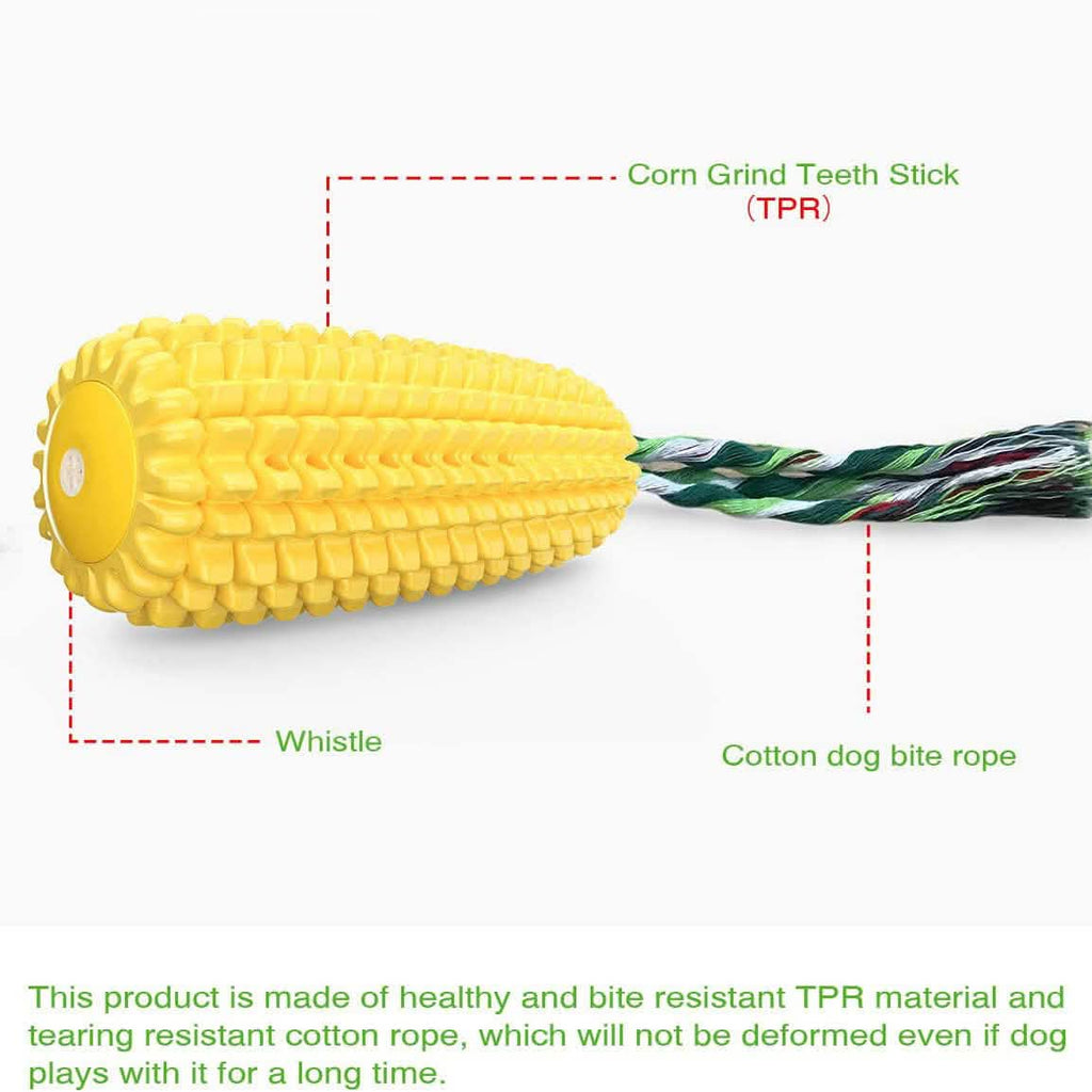 Indestructible Tough Durable Chew Corn Squeaker Interactive Dog Toys