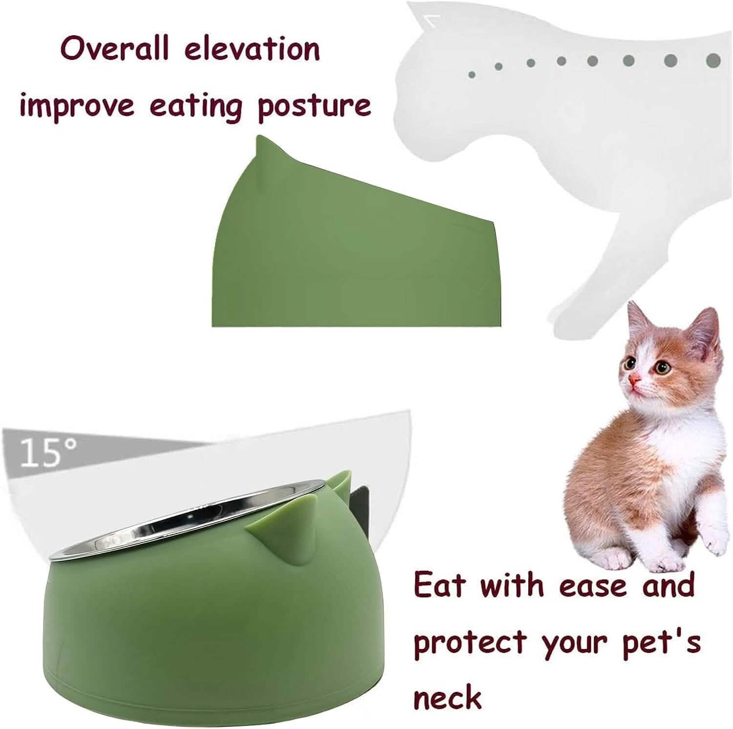 Premium Stainless Steel Cat & Dog Bowls - Non Slip Base for Food & Water